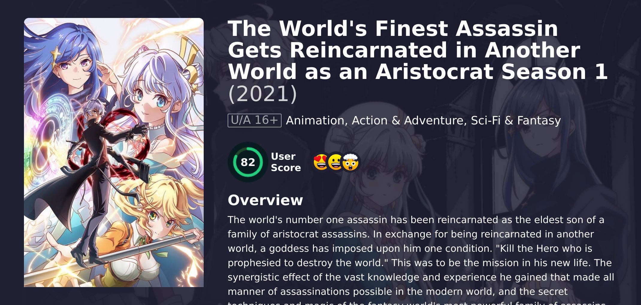 The World's Finest Assassin Gets Reincarnated in Another World as an Aristocrat Season 1 Hindi Dubbed