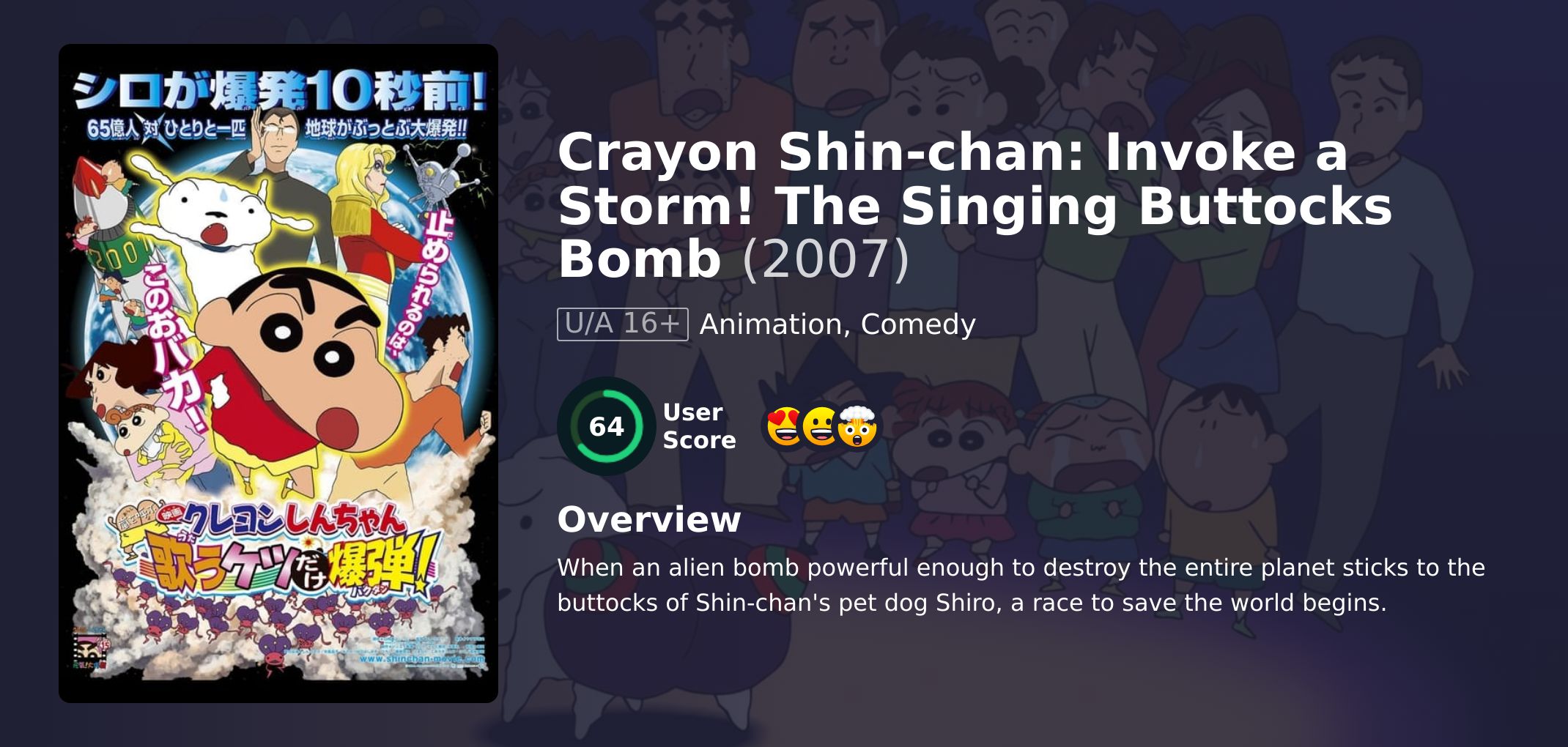 Crayon Shin-chan: Invoke a Storm! The Singing Buttocks Bomb Movie Hindi Dubbed