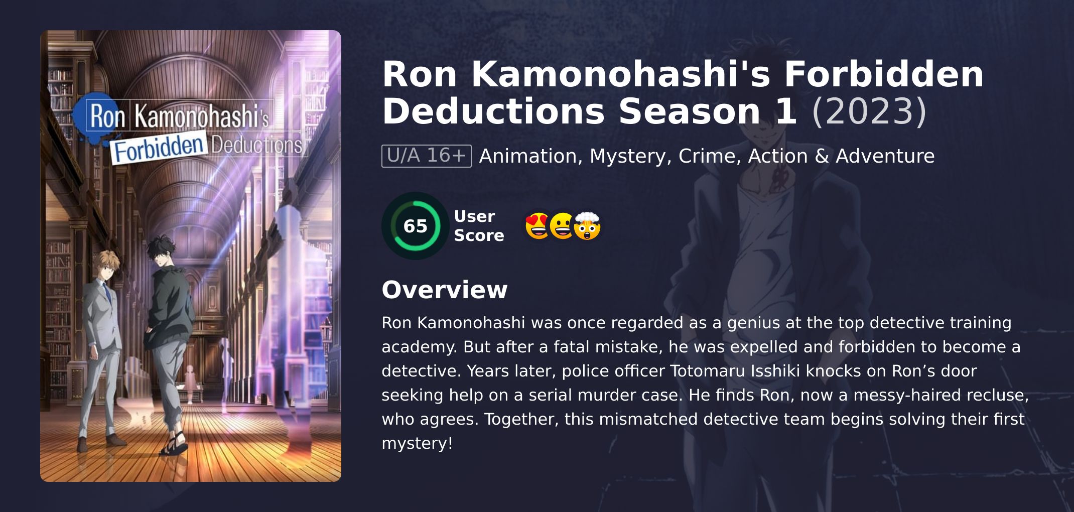 Ron Kamonohashi's Forbidden Deductions Season 1 Japanese Dubbed