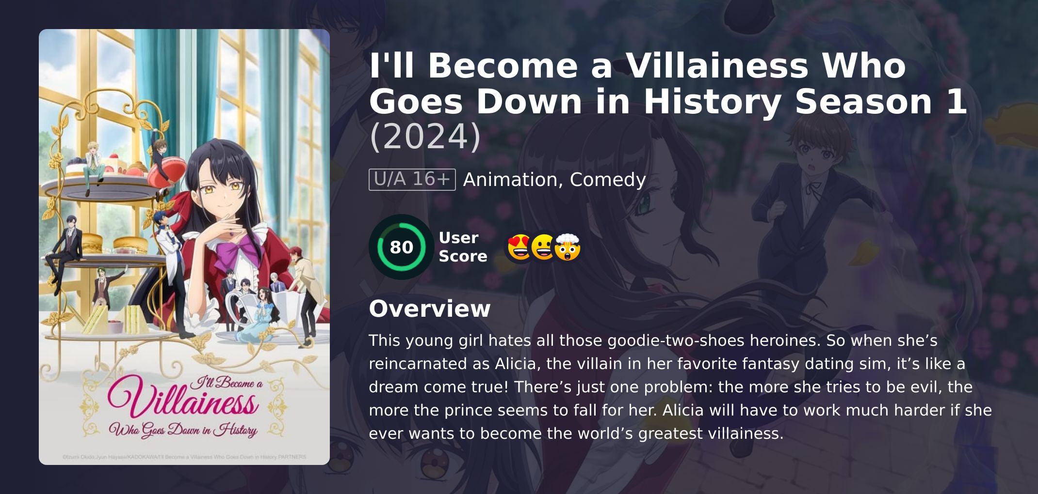 I'll Become a Villainess Who Goes Down in History Season 1 Hindi Dubbed