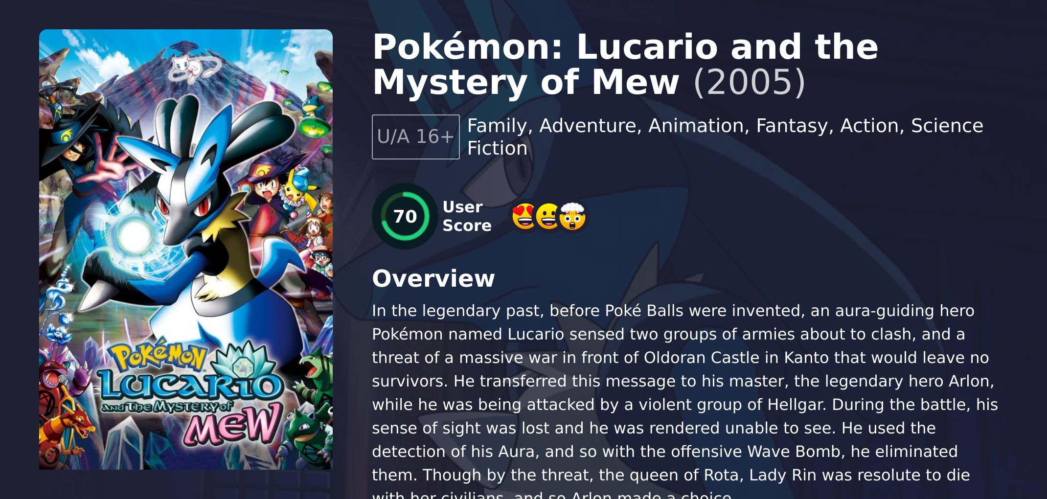 Pokémon: Lucario and the Mystery of Mew Movie Hindi Dubbed