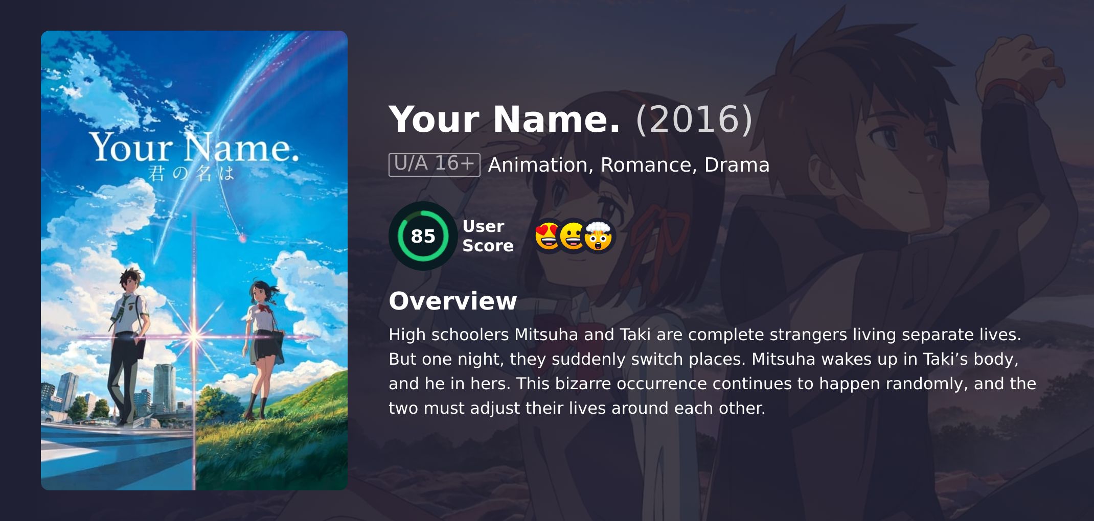 Your Name. Movie Hindi Dubbed