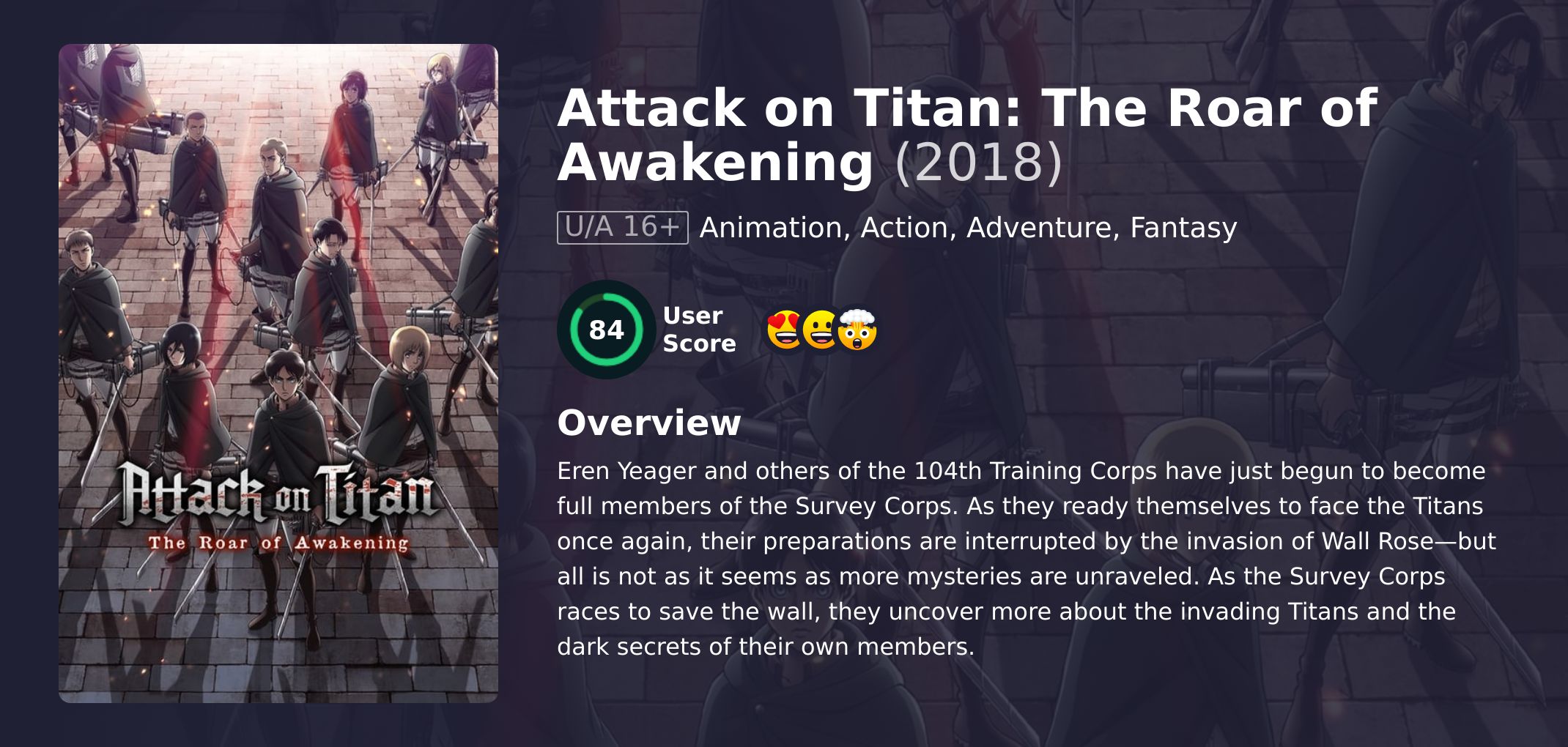 Attack on Titan: The Roar of Awakening Movie English Dubbed