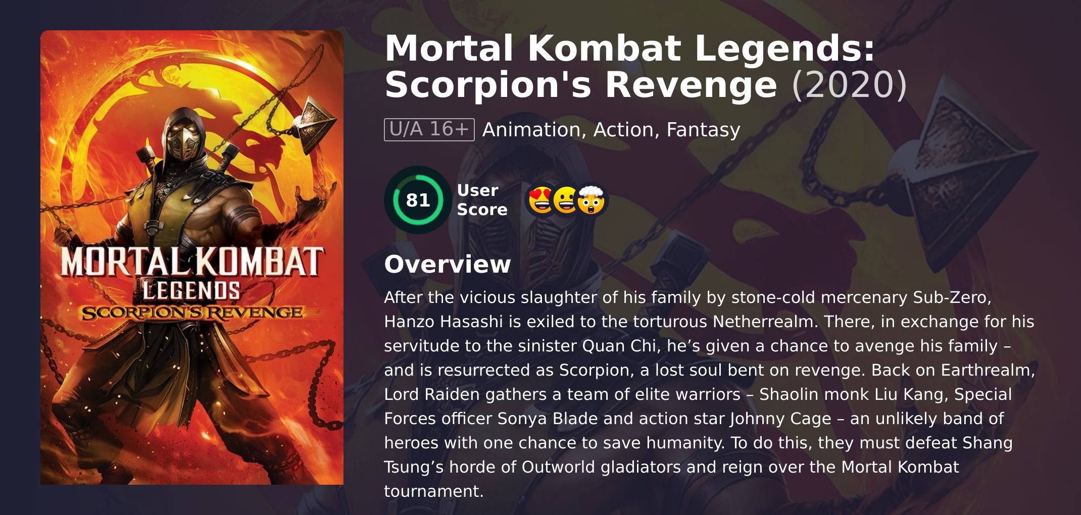 Mortal Kombat Legends: Scorpion's Revenge Movie English Dubbed