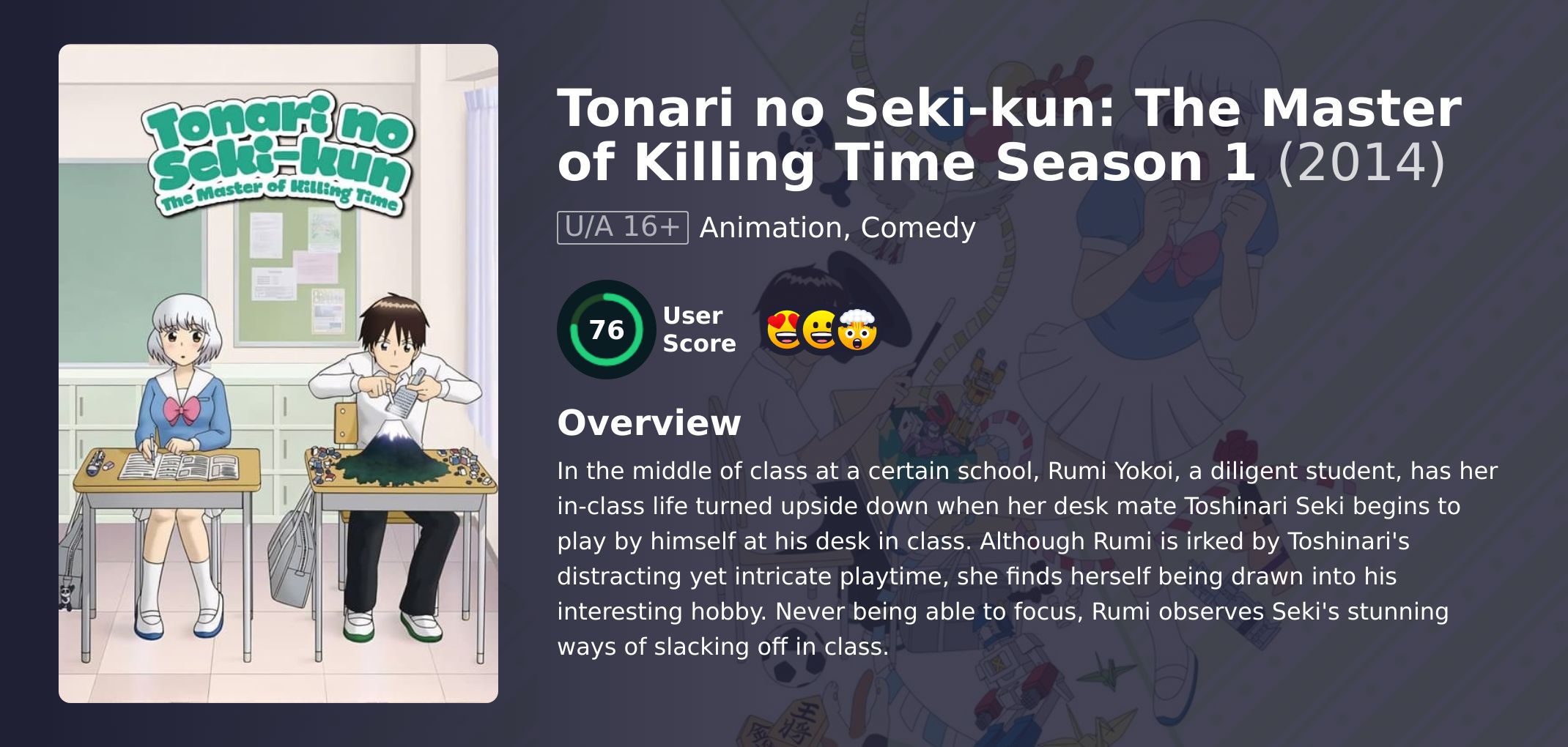 Tonari no Seki-kun: The Master of Killing Time Season 1 English Dubbed