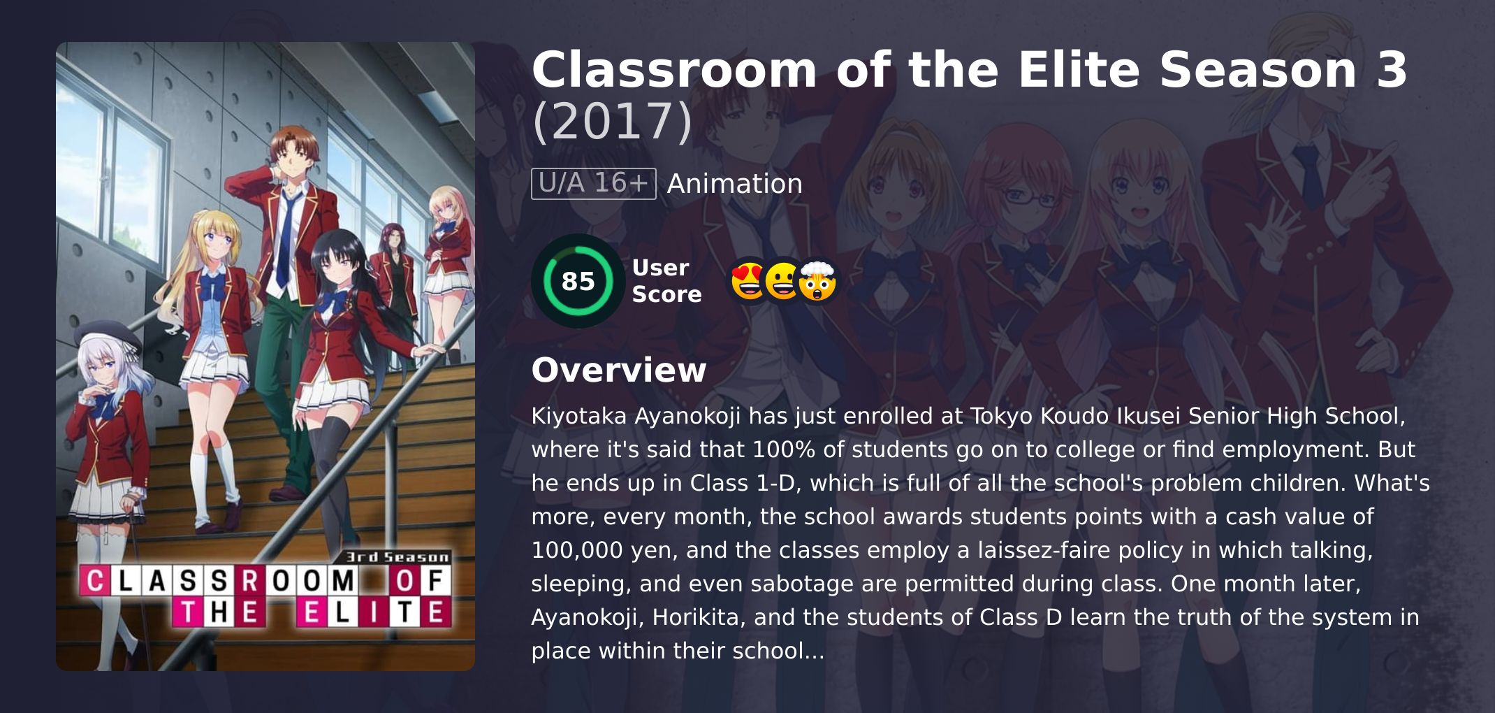 Classroom of the Elite Season 3 Hindi Dubbed