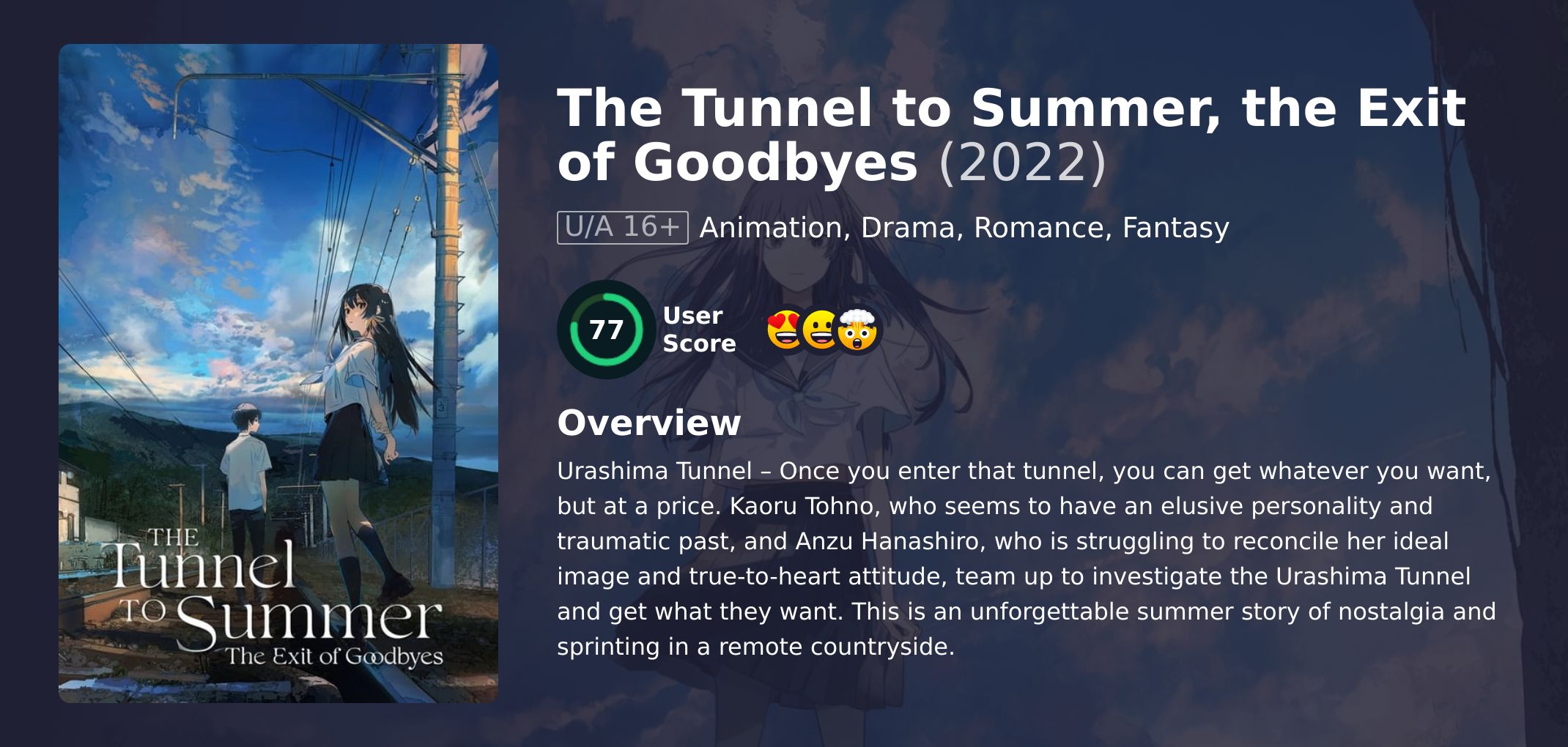 The Tunnel to Summer, the Exit of Goodbyes Movie Japanese Dubbed